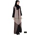 Front open Abaya- Grey | Black-Brown Combination